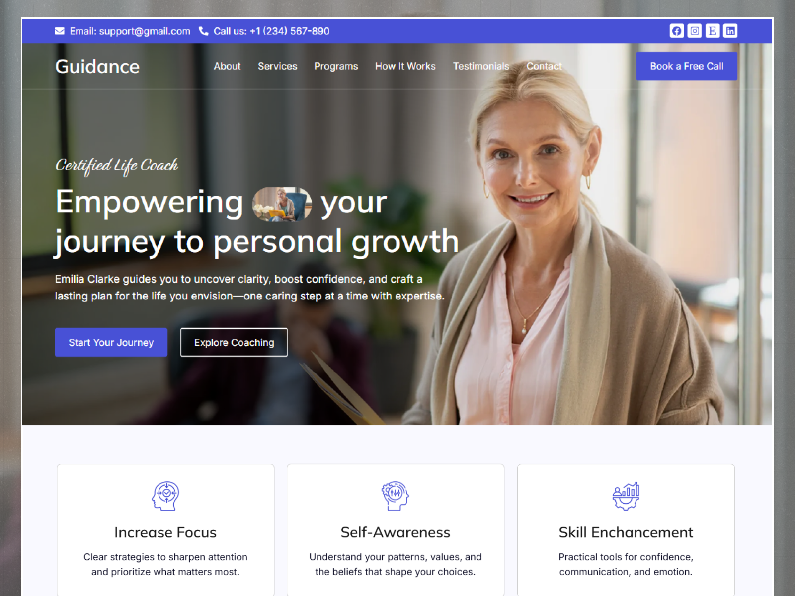 Guidance – Life Coach & Personal Growth Website UI Design business website caoching coach website coaching dirbbble website landingpage life coach modern website personal growth startup website ui web design website wellness