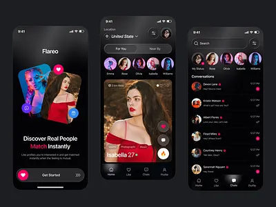 Dating App Mobile App UI Design bumble chatting couple date dating dating app design finder ios match finder messages mobile app online dating relationship romance social media app swipe tinder ui