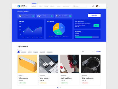 Order Management App app branding business catalog charts dashboard design expandable table graphs kpis lowcode order order management outystems products retail sales table ui ux