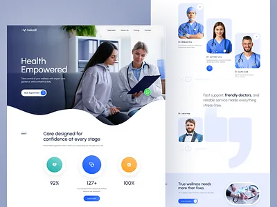 Helcall - Health Care Website clinical website digital healthcare doctor health health tech healthcare healthcare landingpage healthcare website landing page medical care mental care mental health patient care website wellbeing