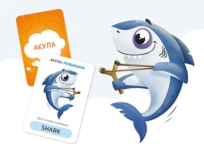 Cartoon Shark - Educational Flashcards for Kids animal character card design character design children illustration cute educational flashcards illustration kids illustration learning