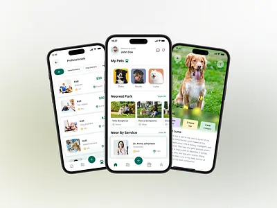 Pet Care Service App UI ai animal apps ui app design concept dog walking app location based app minimal apps mobile app ui modern ui pet care app pet grooming app pet owner app pet park finder pet service booking pet service provider pet sitting app product design saas app ui service booking app startup app ui ux design