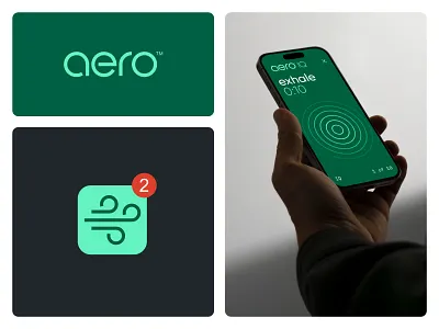 Aero—Branding for a Tech Startup aero air app design branding circle clean geometric green health logo simple startup ui