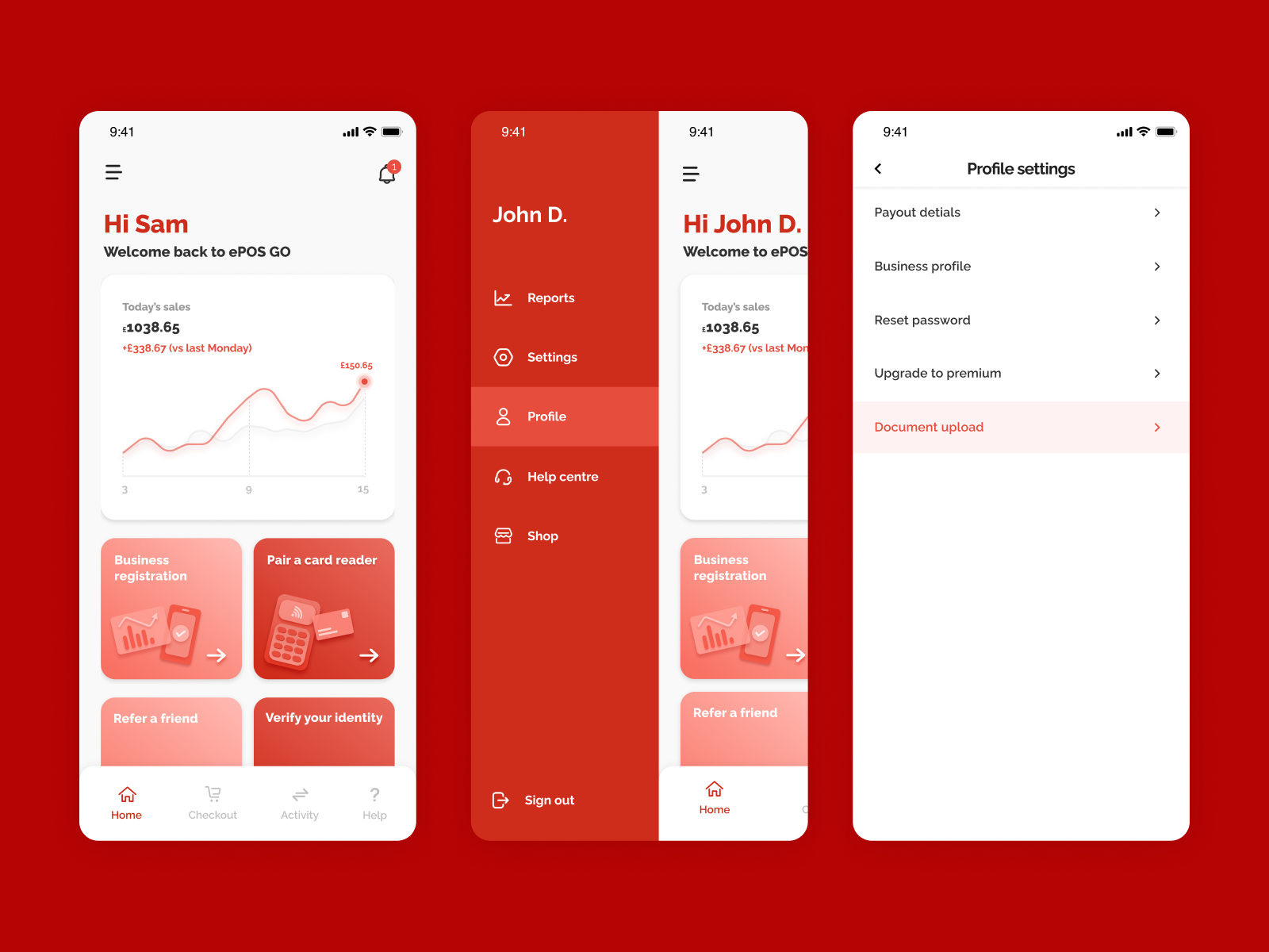 ePOS Mobile App — Business Dashboard & Profile Settings