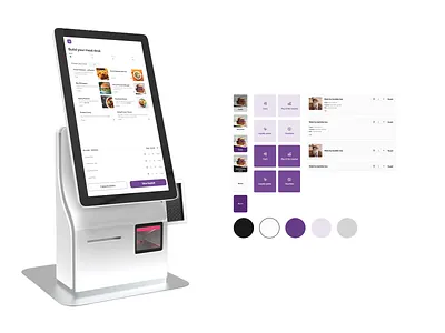 Self-Service Kiosk — Ordering Flow & UI System b2b hardware ui interaction design kiosk product design restaurant saas self serving kiosk touch interface ui