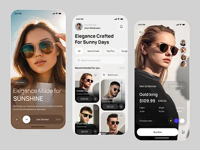 Sunglasses shopping mobile app app app design design ecmmarce ecommerce app fashion fashion app minimal mobile modern online store product design shopping sunglassed mobile app sunglasses ui ui design uiux design ux