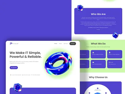 Primesoft | Modern SaaS Website Design Concept 3d graphic design it company logo minimal design motion graphics ui