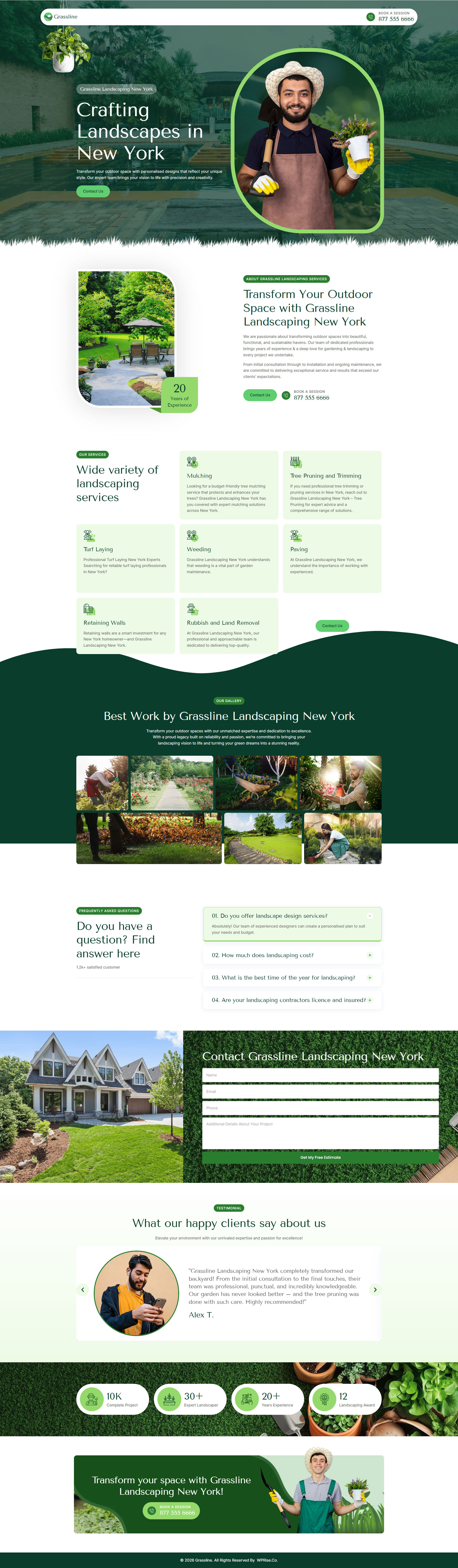 Grassline – Landscaping Services Lead Generation Landing Page branding design elementor template graphic design web design