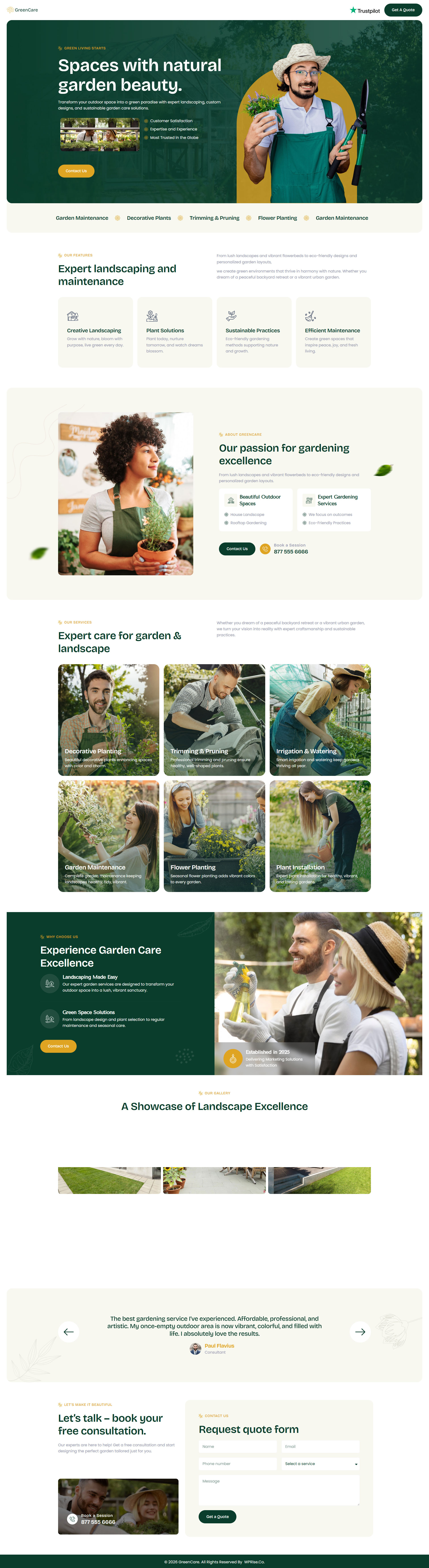 GreenCare – Landscaping Services Lead Generation Landing Page branding design elementor template graphic design web design