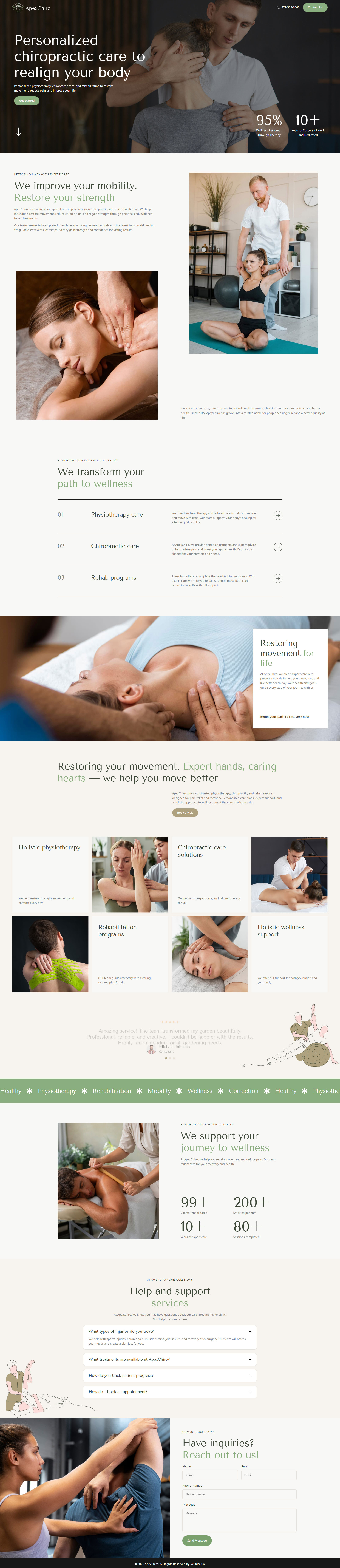 ApexChiro – Chiropractic Lead Generation Landing Page branding design elementor template graphic design web design website