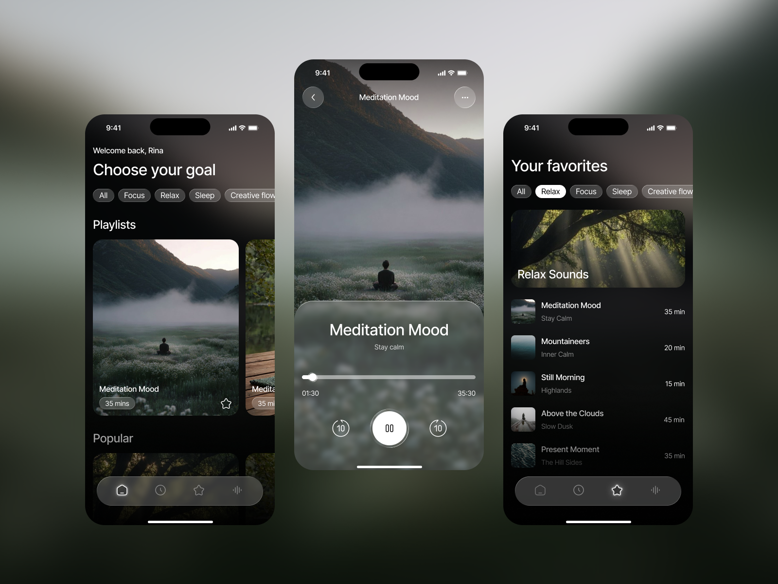 Meditation App app design meditation ui ux