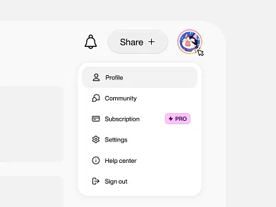 User Profile Dropdown Menu UI account dashboard dropdown menu minimal profile setting ui ui design
