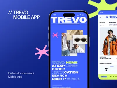 TREVO – AI-Powered Fashion E-commerce Mobile App UI UX Design ai powered app app ui design app ux design card based ui clean ui ecommerce app fashion app ios app luxury fashion mobile app design mobile app ui mobile ui ux modern app panze studio product discovery shopping app startup app streetwear app ui ui ux design
