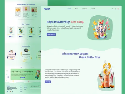 YOGANA · Yogurt Drink Landing Page UI clean ui concept design creative ui daily ui digital design fresh design landing page layout practice minimal design product ui ui concept ui design ui exploration user interface visual design web design web ui yogana yogurt drink