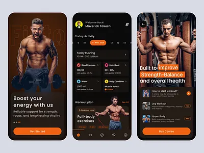 Fitness & Health Monitoring App android app design darkui datavisualization figma fitness app fitnessuikit ios minimal design mobileapp ui design uiux user interface visual design wireframe