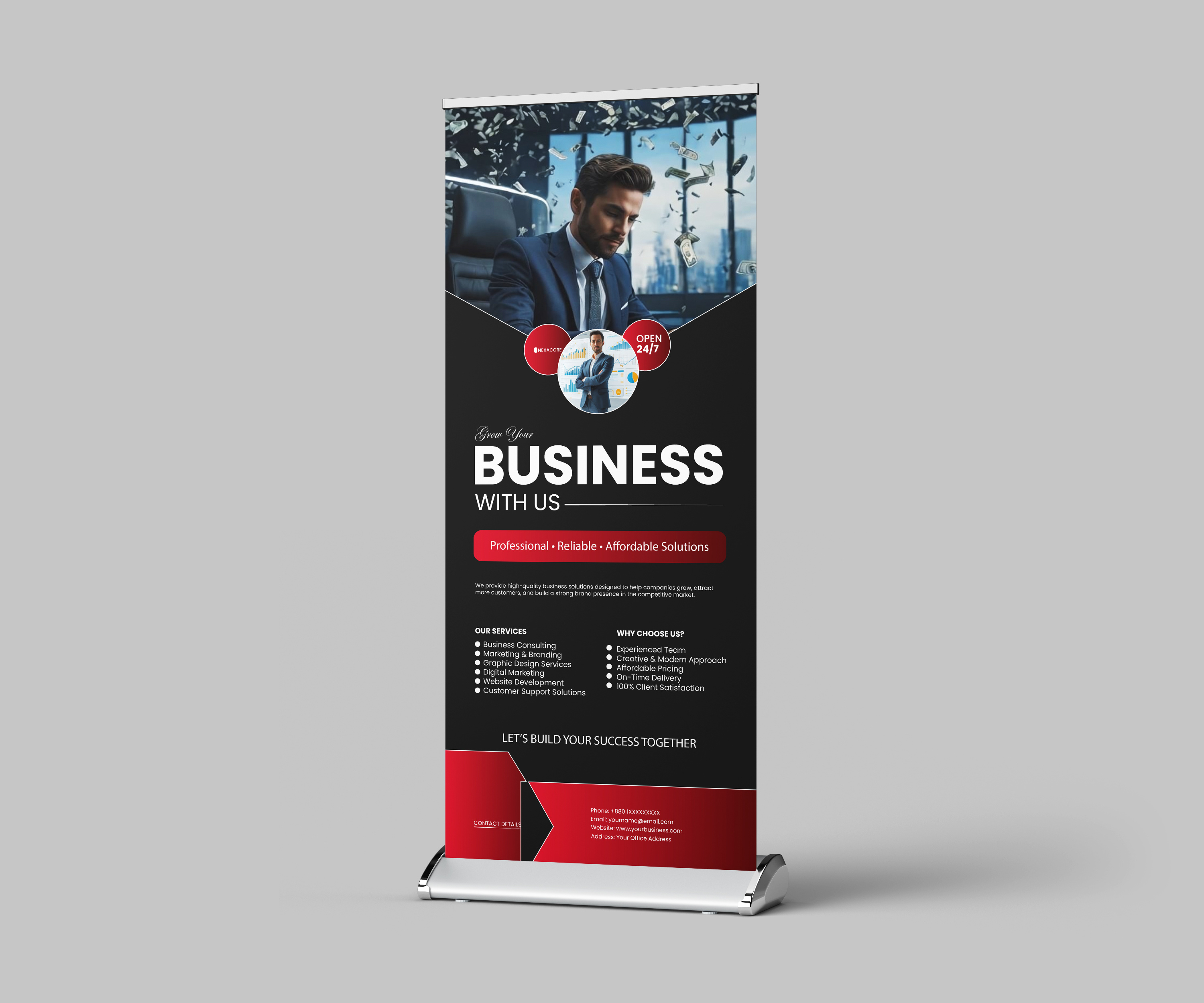 Roll up design booklet business clinic concept contraction flyer graphic design health care layout marketing minimal page paper poster presentation print roll up banner service site template