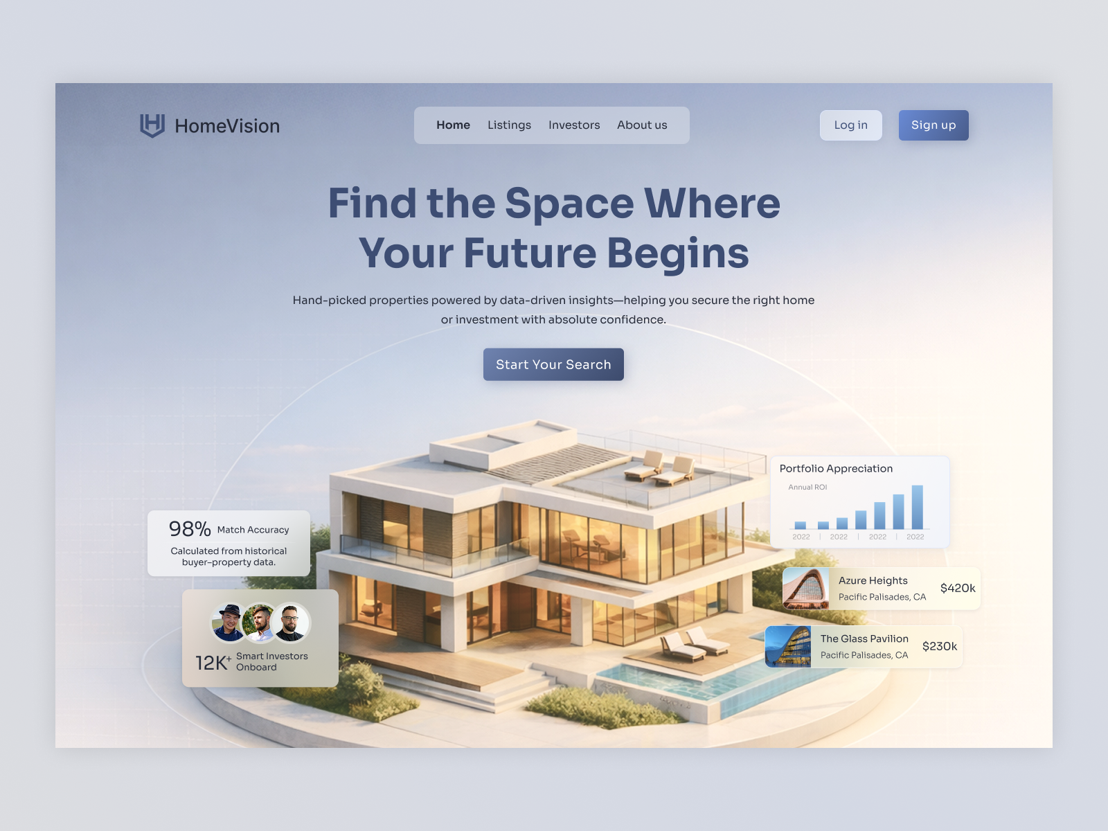 Real Estate SaaS Landing Page Design — Hero Section banner design branding builders design figma graphic design hero section homepage design illustration landing page minimal real estate saas ui ux website