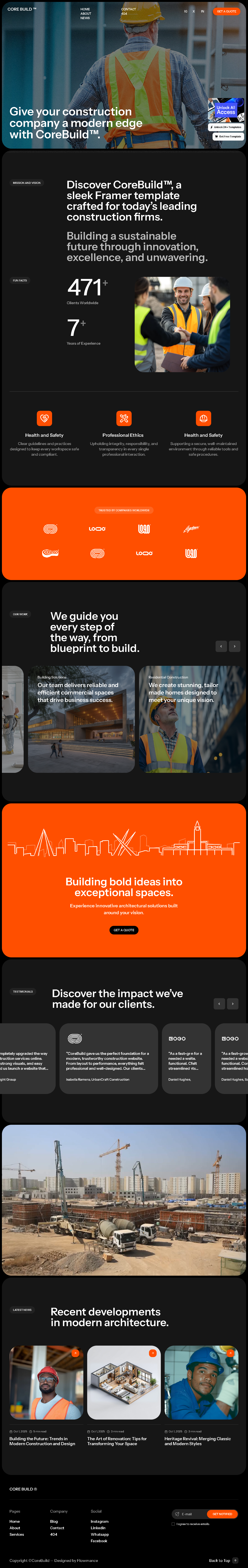 Construction Company Website – Landing Page appdesign figma framer landing page uiuxdesign websitedesign