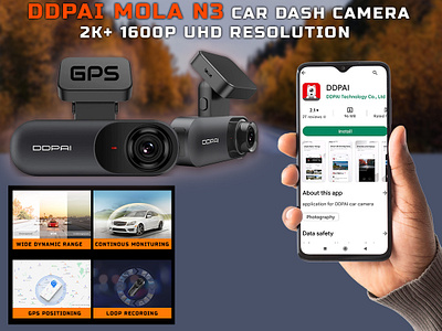 DDPAI Mola N3 car dash camera 70mai best dash cam for car best dash cam in india camera poster desginer dash cam dash camera dashcameras.in ddpai ddpai dash camera n3 thinkware