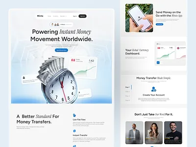 Global Money Transfer Website Design ai ai website b2b banking design finance integration landing page modern p2p payment saas saas landing page saas website transaction uxui web web design website website redesign