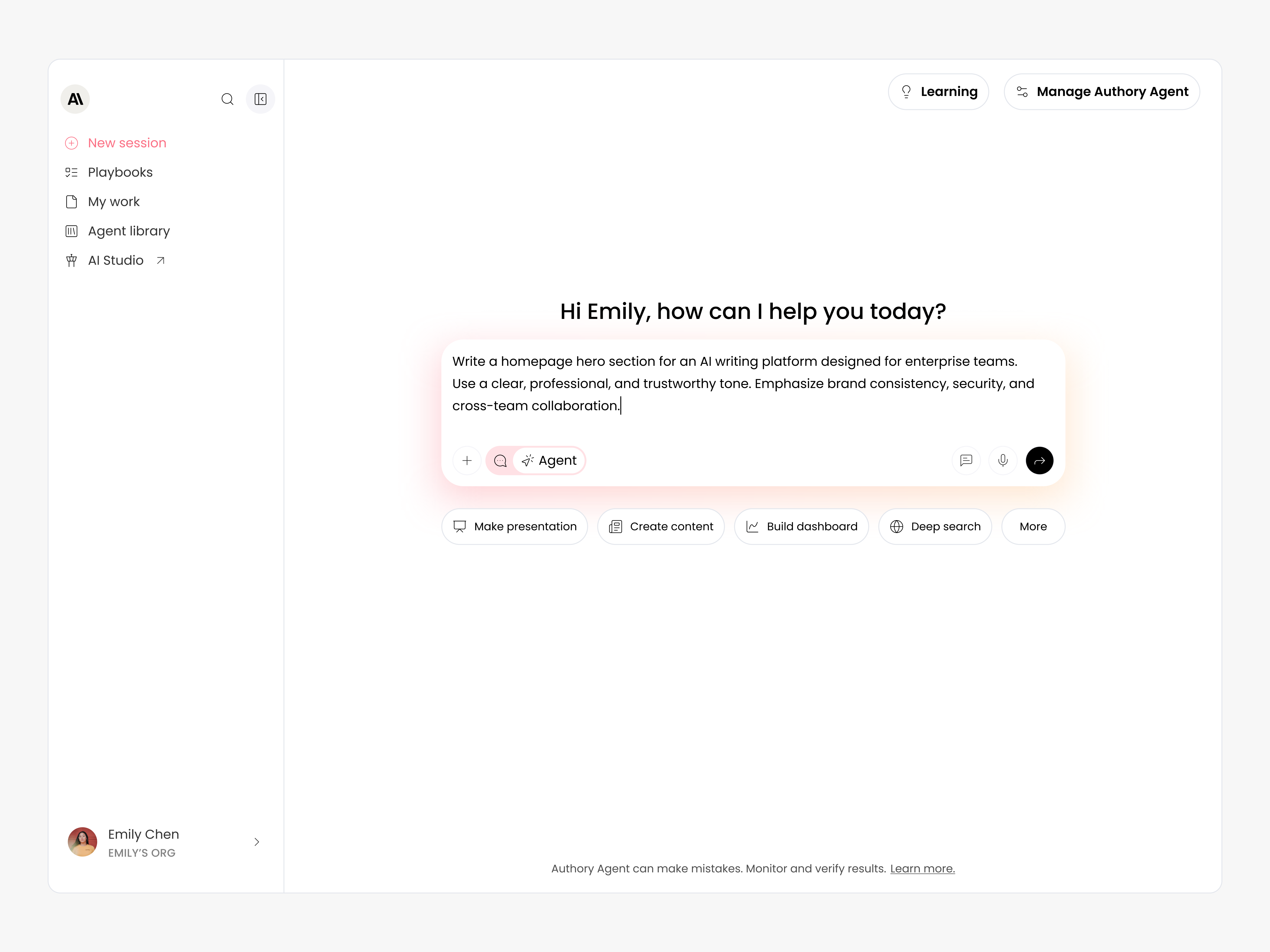Authory - Prompt Input ai aigenerator builder dashboard generate icon input product prompt prompting tools ui ux webapp webite website