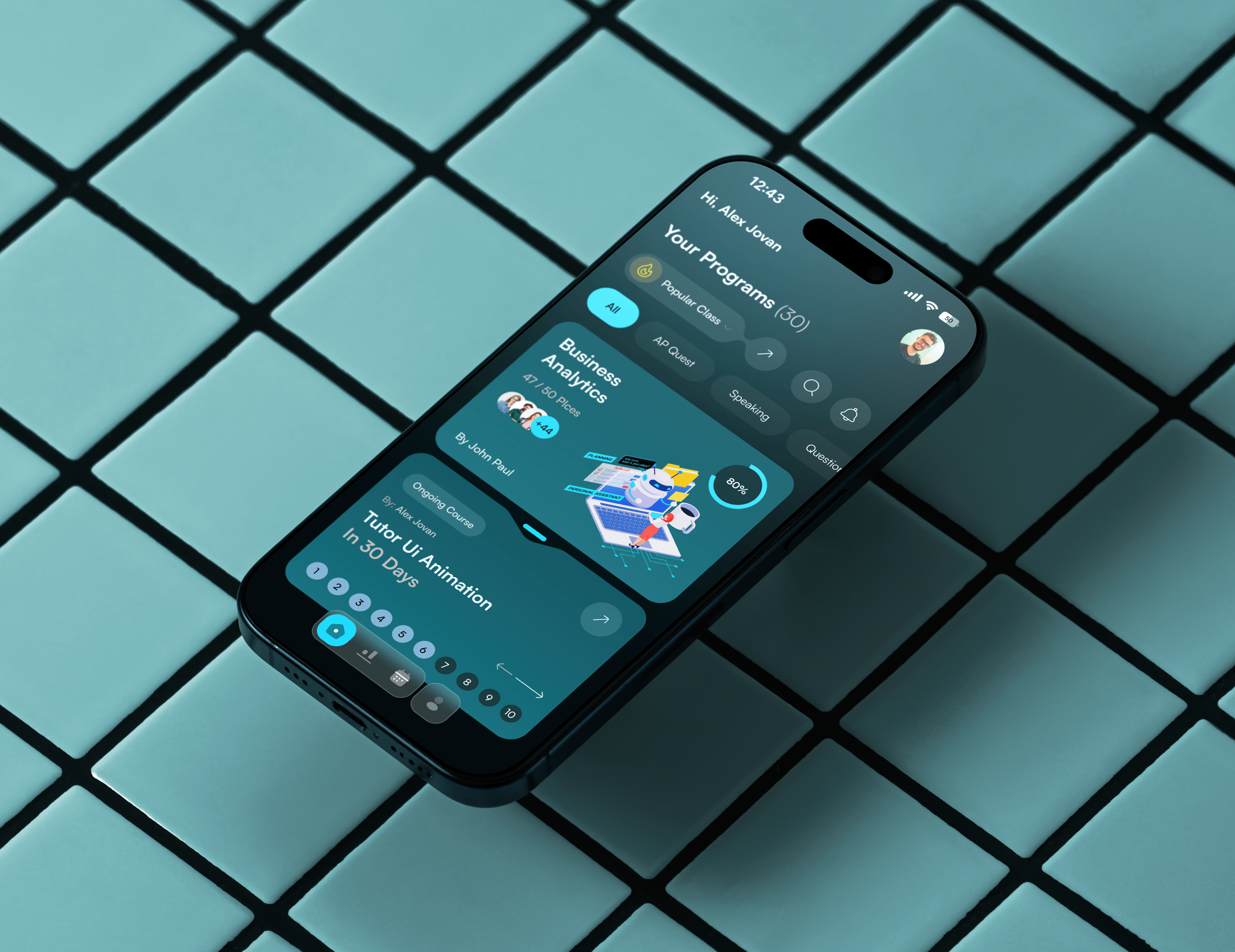 AI Futuristic Education App UI ai education app app design app ui edtech app education app learning app mobile app ui product design ui design ux design