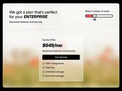 Enterprise Pricing Calculator : Glass Concept app app design ui ui ux design ui design