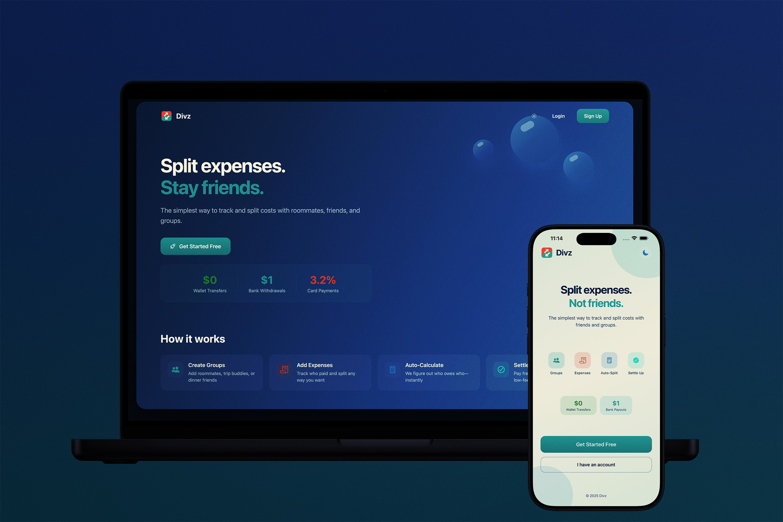 Divz | Expense Splitting Application - Web & Mobile Development
