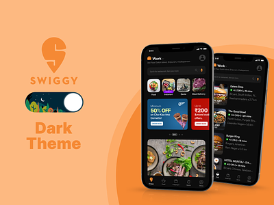 Swiggy Dark Theme UI app darkmode darktheme design swiggy swiggyui ui ux