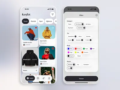 Discover & Filter Experience app design brand clean design discover fashion app filter minimal interface mobile app product design ui ux
