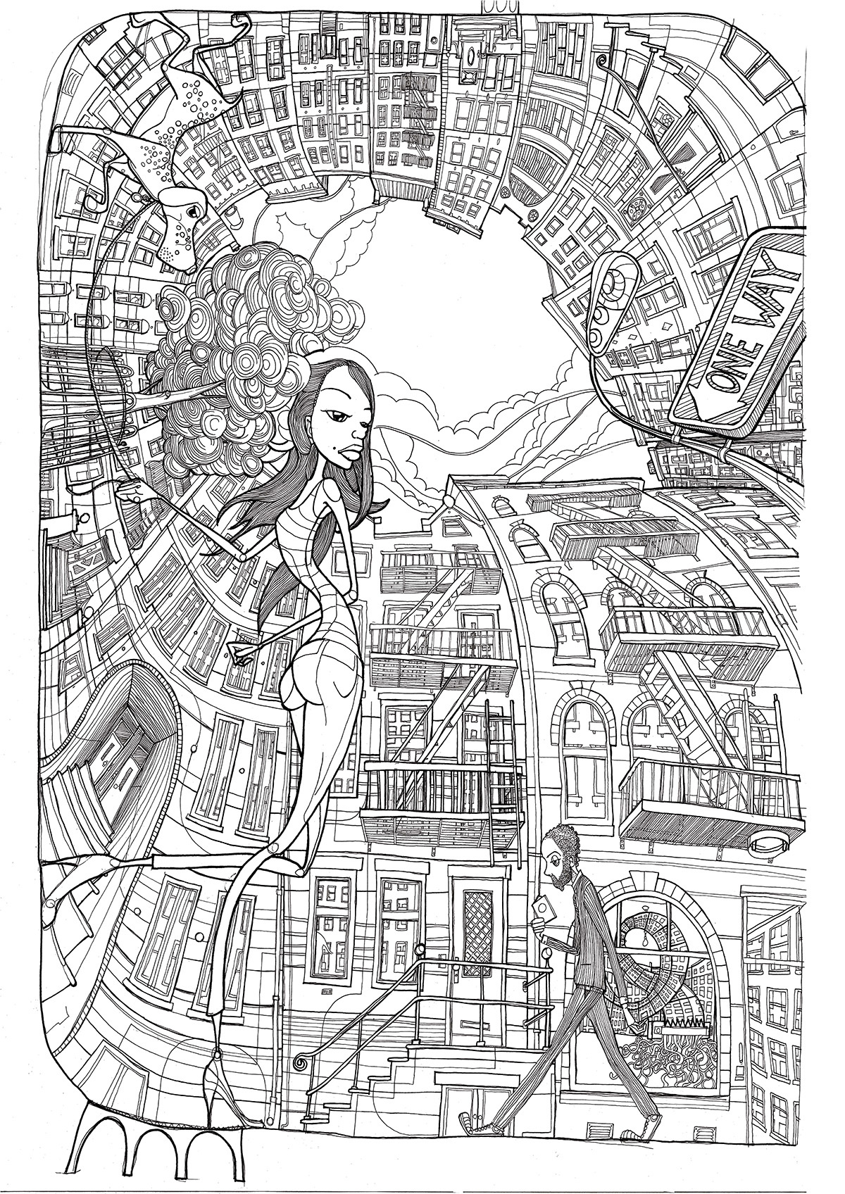 Perspect Ave. 2026 black and white design drawing figurative graphic design illustration interior modern newyork pendrawing perspective poster scandinavian skyline wall art