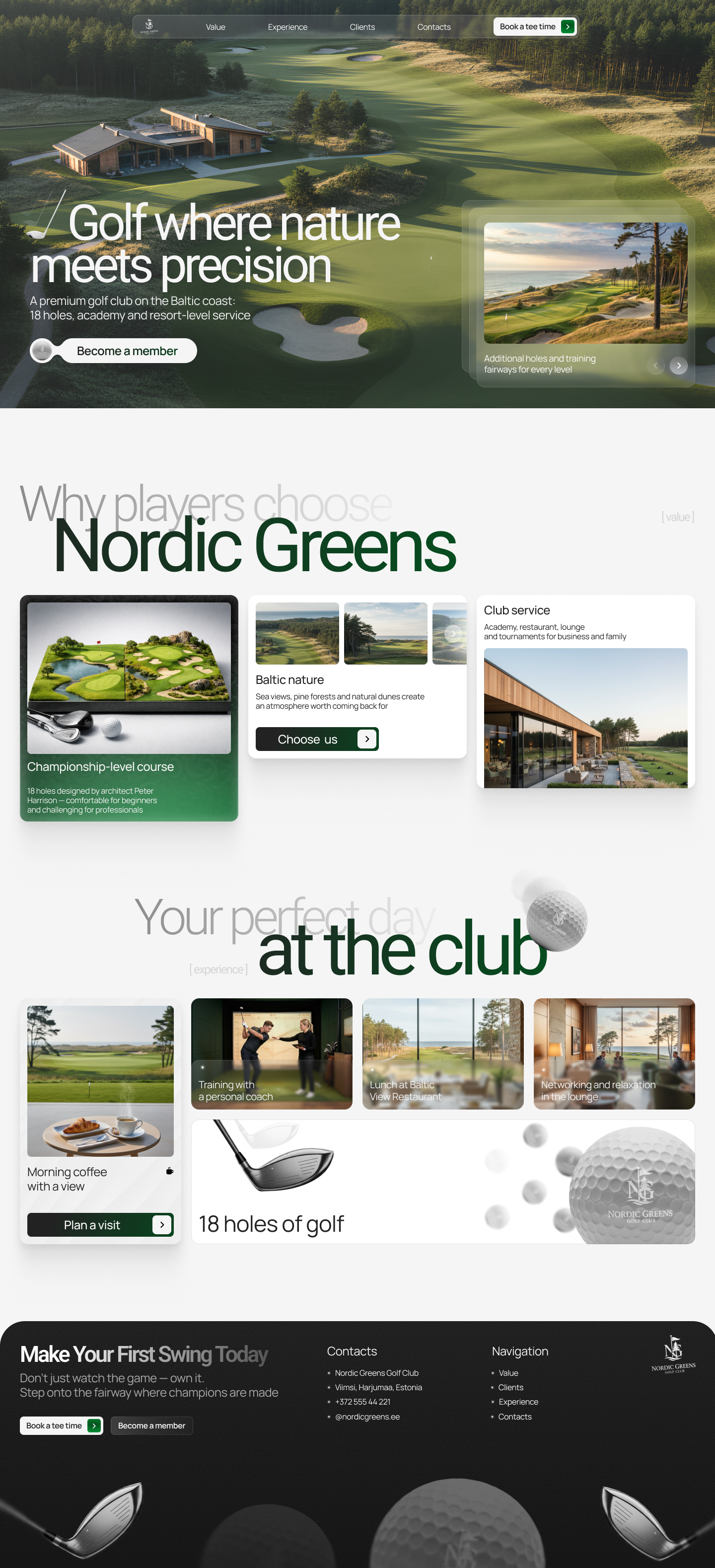 Golf Club | Web-Design Concept | Landing Page ui