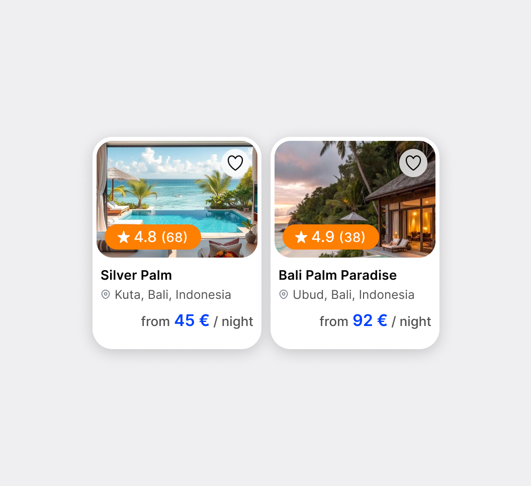 Hotel Cards UI — Smart Booking Experience bookingapp mobileui productdesign travelapp ui uidesign ux uxdesign