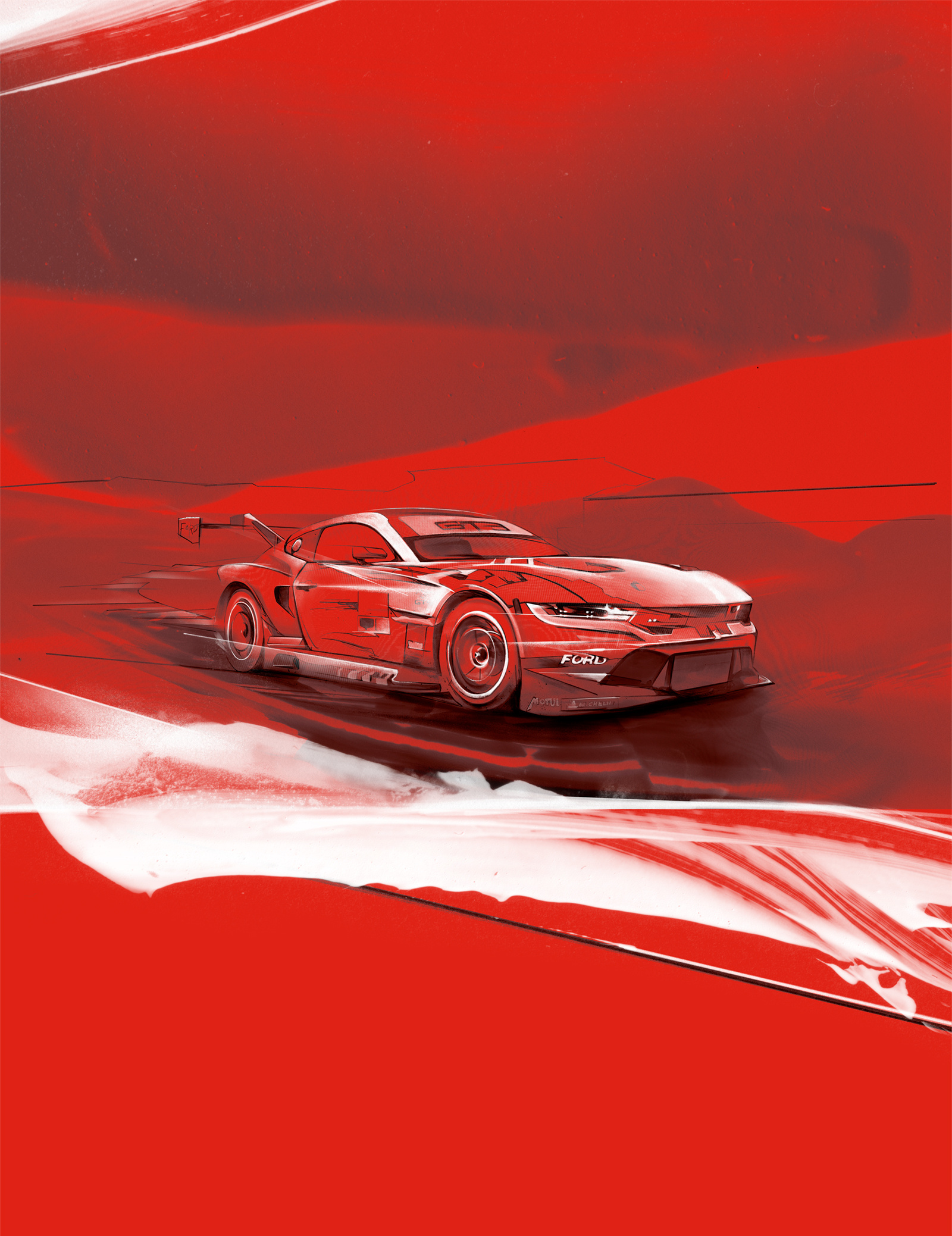 Mustang Racing cardesign drawing ford fordracing illustration mustan pencil red speed