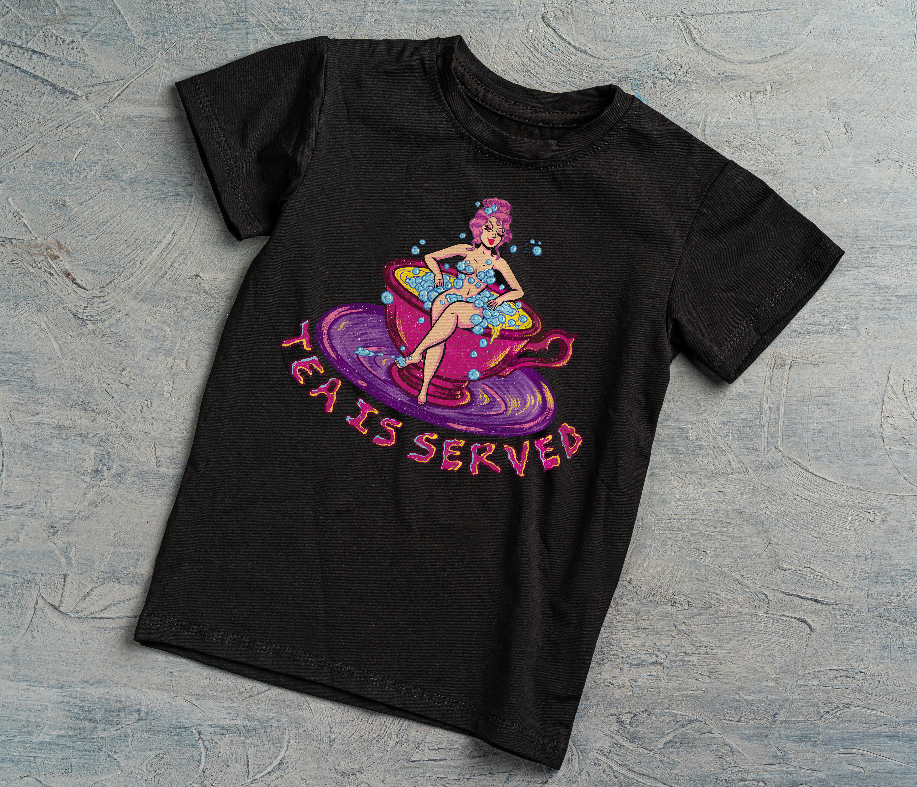 Tea Time Pin-Up cartoon artist cartoon style character character art character design design digital illustration illustration merch art merch design pin up pop art retro art