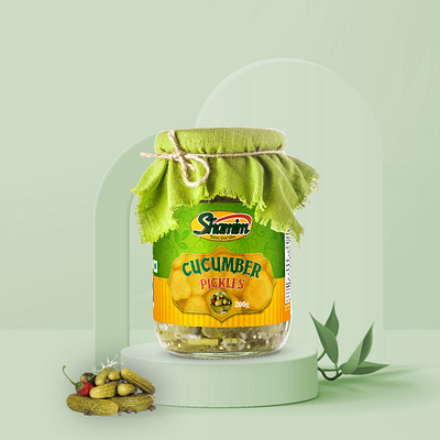 Jar Label Design with Realistic Mockup graphic design jar label label design packaging design pickle
