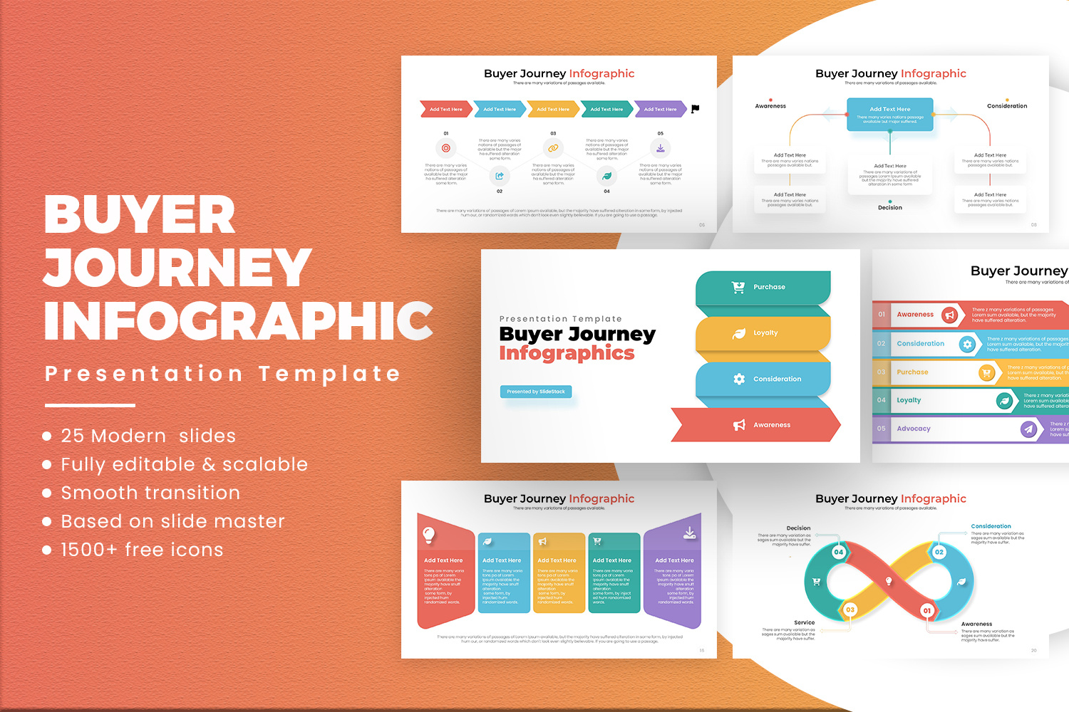 Buyer Journey Infographics Presentation buyer clean customer data design flow guide infographics journey layout map marketing presentation process sales simple slides steps template visuals