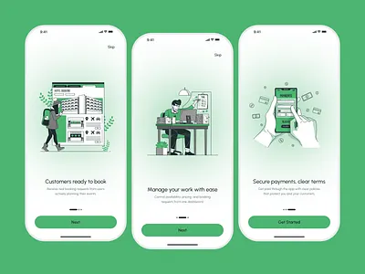 Service Provider App Onboarding app app design booking app illustration ios ios app mobile mobile app onboarding payment product design provider app service app ux ui