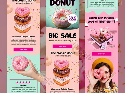 Email Template Design for Donut donut email email design email marketing email template figmadesign food email design klaviyo newsletter ui