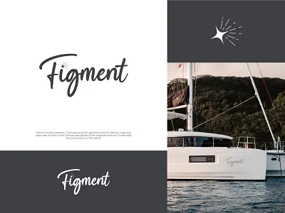 Figment | Sailing Catamaran Typography Logo Design boat logo branding catamaran creative figment logo logomark logotype minimal monohull boat professional logo sail sailboat sailing sea star typeface typography watercraft wave