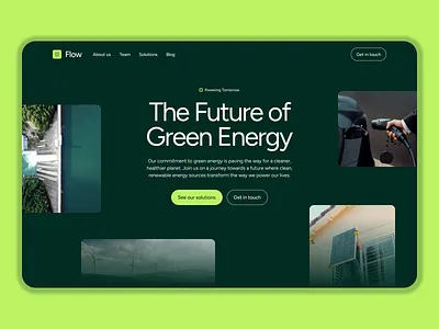 Green Energy Landing Page UI — Sustainable Future Platform clean energy climate tech digital experience environmental design figma design green energy green tech landing page design modern ui product design renewable energy saas design solar power sustainable design ui design ui ux design ux design web design web ui wind energy