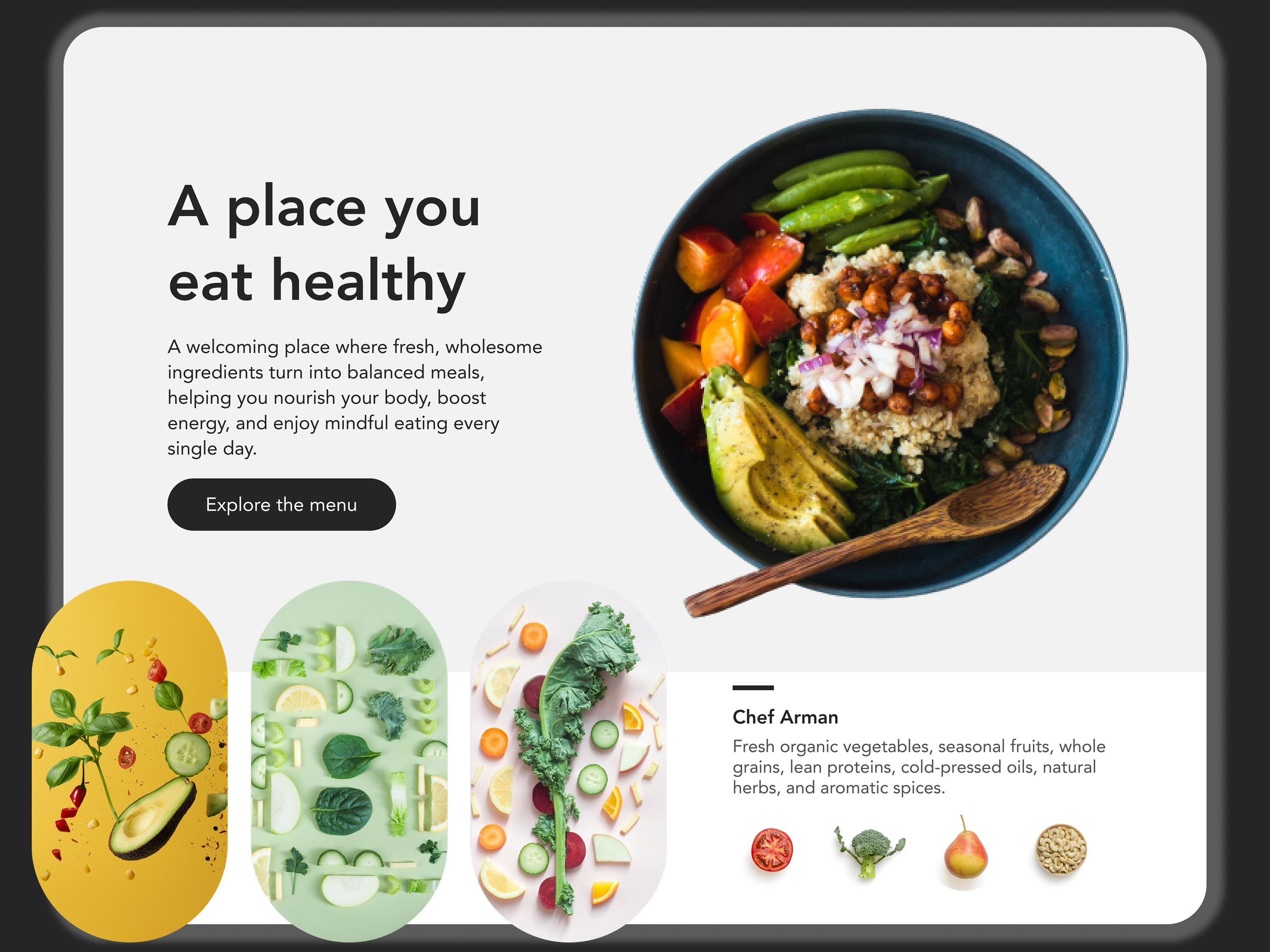 Healthy Food Landing Page UI — Eat Clean, Live Better cleandesign creativeui digitalexperience figmadesign foodapp foodlandingpage healthyfood landingpagedesign lifestyledesign modernui nutritionwebsite organicfood productdesign saasdesign uidesign uiuxdesign uxdesign webdesign webui wellnessdesign