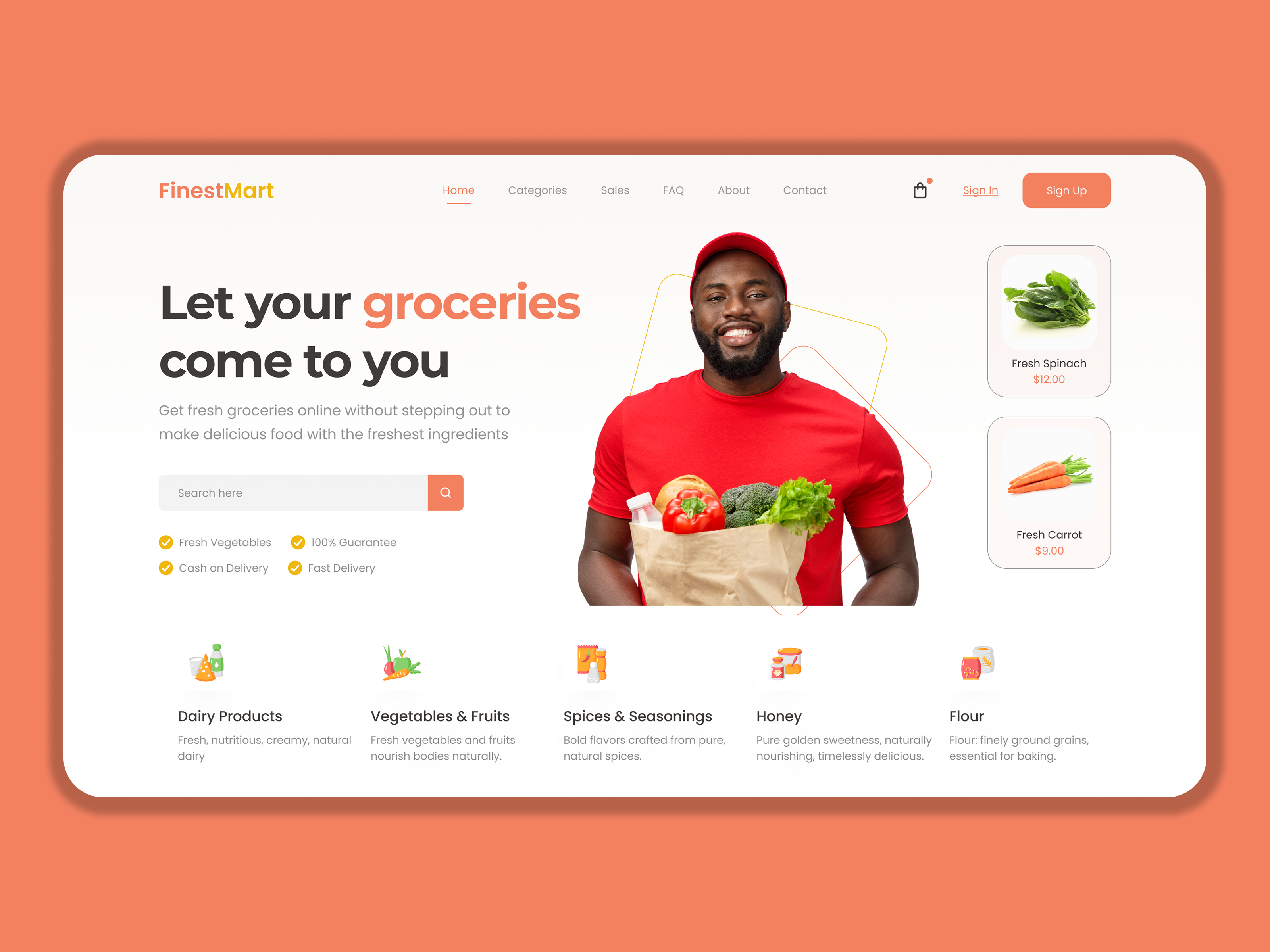 Online Grocery Store Landing Page UI — Fresh Delivered Daily creativeui digitalexperience ecommercelandingpage figmadesign fooddelivery freshfood groceryapp grocerystore landingpagedesign modernui onlinegrocery productdesign retaildesign saasdesign shoppingplatform uidesign uiuxdesign uxdesign webdesign webui