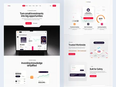 Miclo - Fintech SaaS Website Design financial startup fintech startups fintech website design investing platforms investment app landing page design saas businesses saas website stock trading web design website design