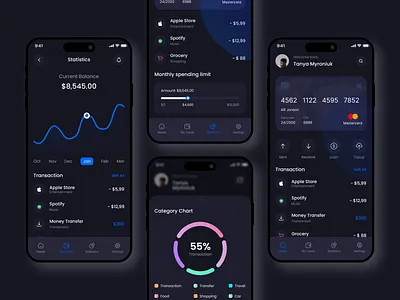 Digital Banking Mobile App UI — Smart Finance Management analyticsdashboard bankingapp creativeui darkmodeui digitalbanking digitalexperience figmadesign financeappui fintechmobileapp iosappdesign mobileappdesign mobileuidesign modernui moneymanagement productdesign saasdesign uidesign uiuxdesign uxdesign walletapp