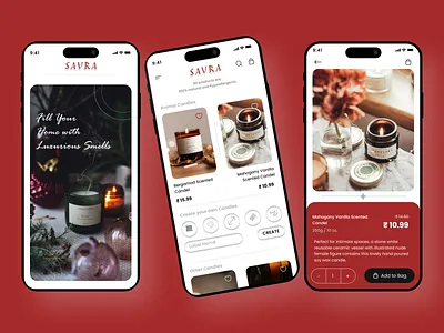 Luxury Candle Shopping Mobile App UI — Scented Elegance aromacandleapp candleapp creativeui digitalexperience figmadesign homefragrance iosappdesign lifestyleapp luxuryecommerceapp mobileappdesign mobileuidesign modernui productdesign retailapp saasdesign shoppingapp uidesign uiuxdesign userinterface uxdesign