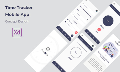 Time Tracker Mobile App UI adobe xd graphic design ui