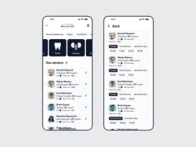 App for online appointment to the doctor app app design application clinic consultation design disease doctor doctors health healthcare healthtech medical medicine medtech mobile mobile app mobile design ui ux