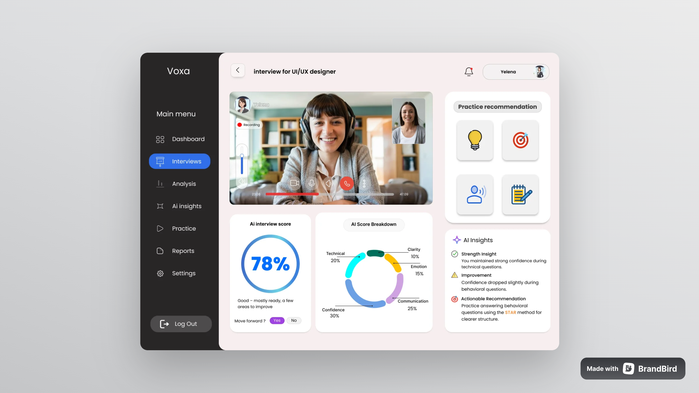 AI Interview Dashboard UI ai ai intreview dashboard analytics casestudy dashboard saas ui uidesign ux uxdesgin