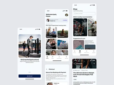 Healthcare Appointment & Content App UI Design appui cleanui digitalhealth figma figmadesign fintechui healthcareapp healthtech interactiondesign iosappdesign mobileappdesign productdesign secureux ui uiux userexperience useronboarding ux